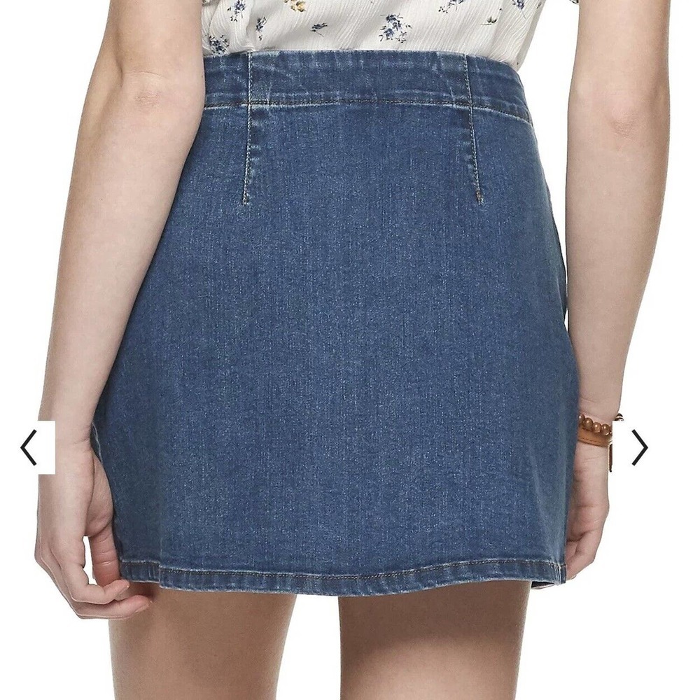 Juniors Rewash Vintage Reunion Full Front Zip Denim Jean Mini Skirt Size 5/27 - Picture 2 of 8